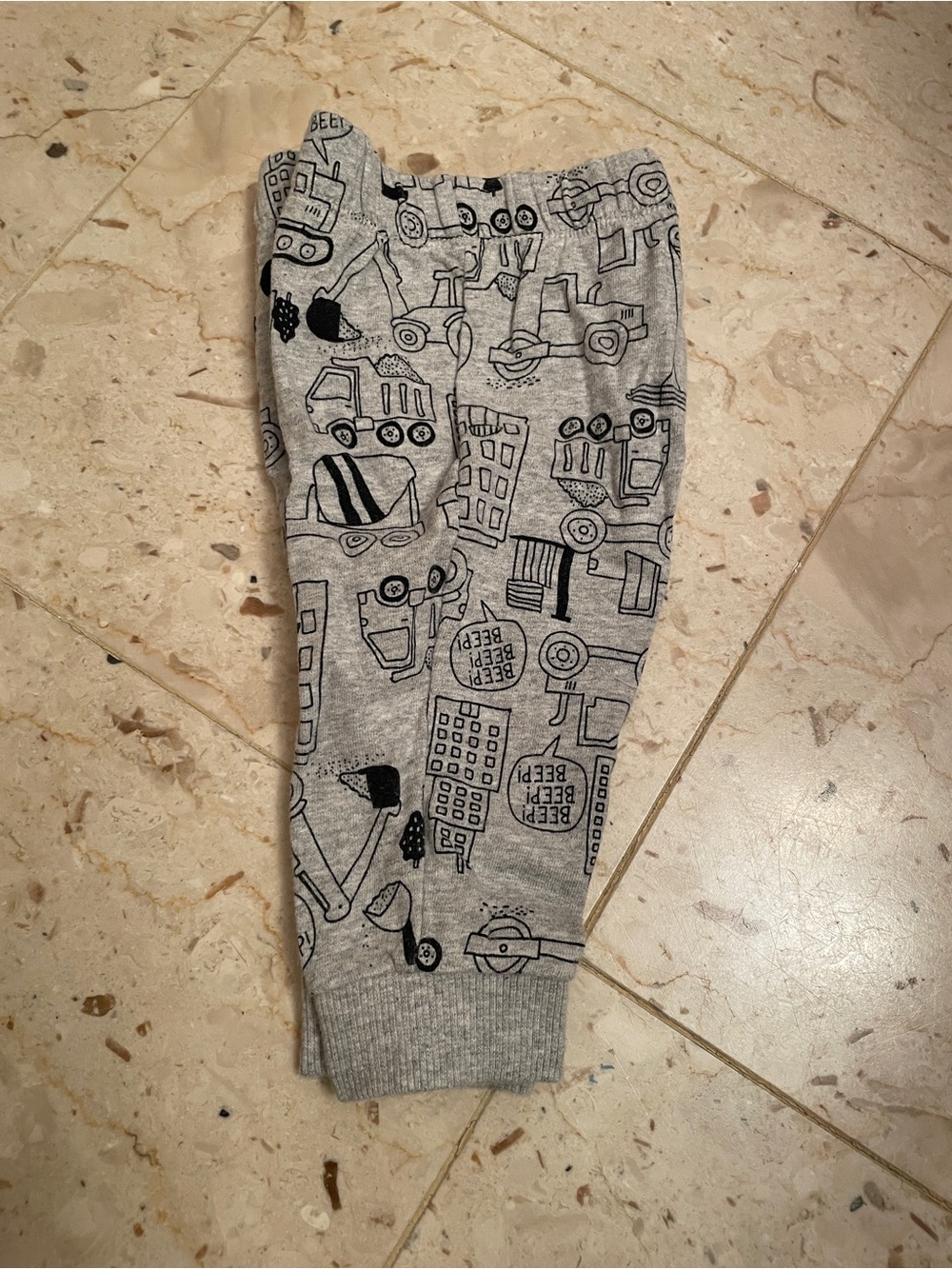 Baby Grey Construction-Print Jogger Pants